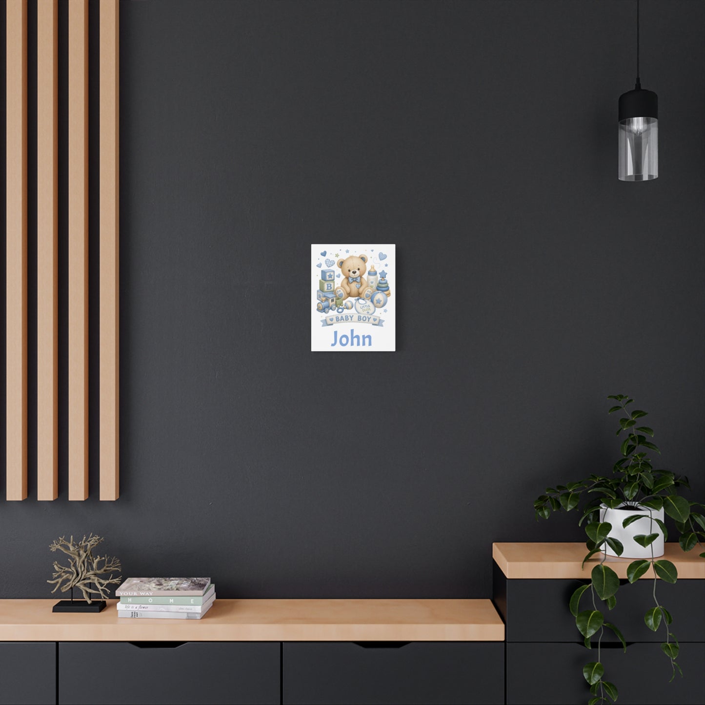 Personalized Baby Boy Canvas Wall Art — 'Baby Boy' Teddy with Name
