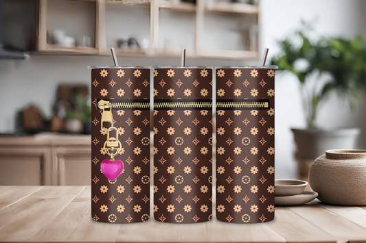 Luxury Brown Bag Design Tumbler, 20 oz skinny tumbler, custom tumbler, drinkware