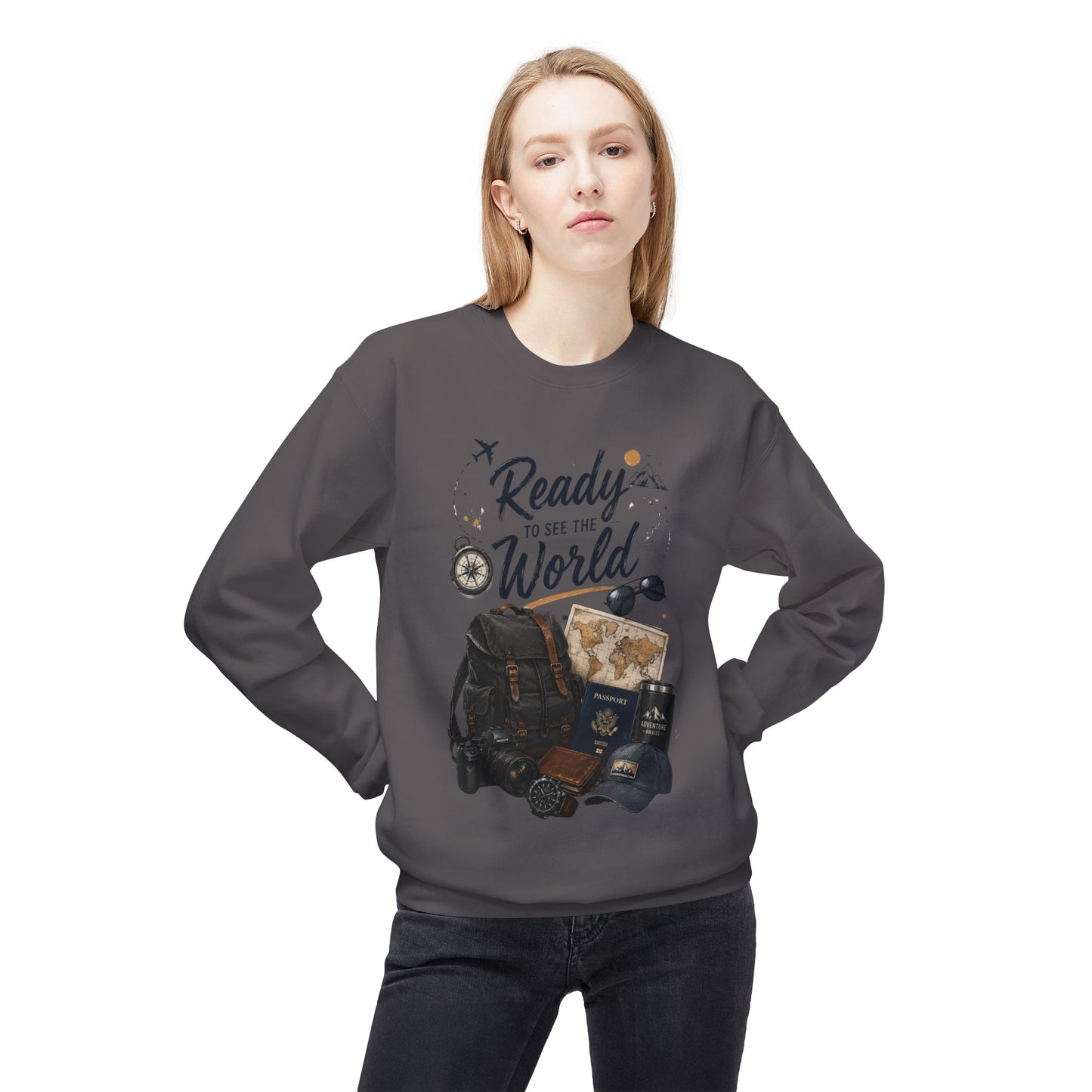 Ready to See the World Sweatshirt – Adventure Travel Graphic Sweatshirt