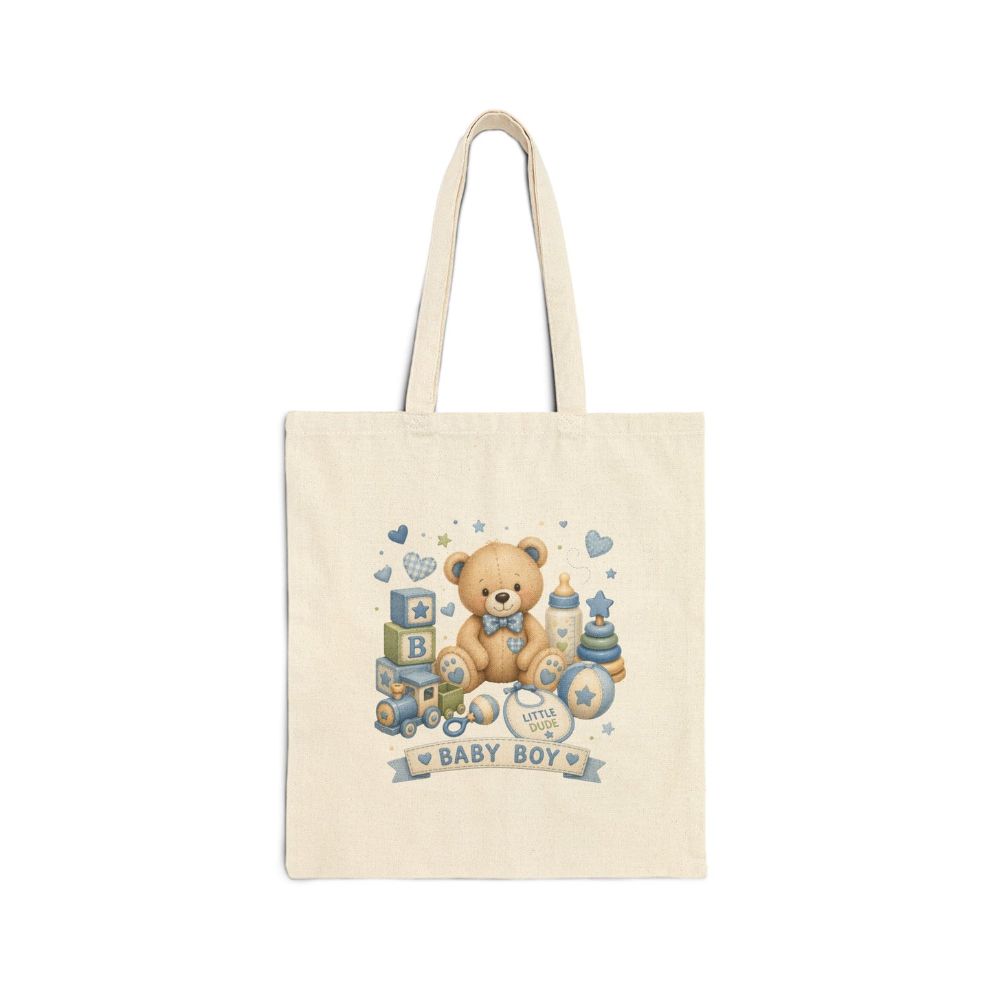 Baby Boy Teddy Tote Bag – Cute Newborn Gift Canvas Bag