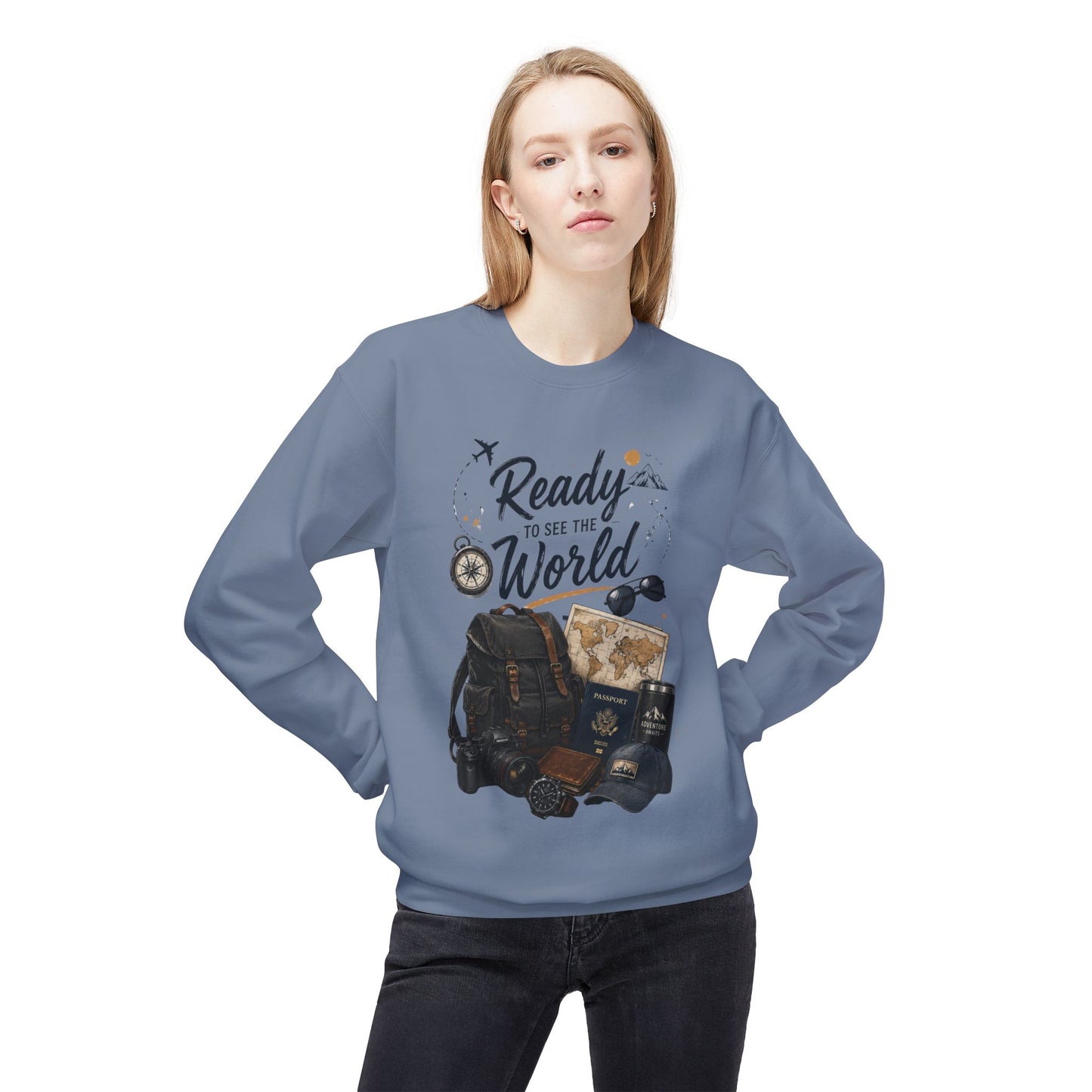 Ready to See the World Sweatshirt – Adventure Travel Graphic Sweatshirt