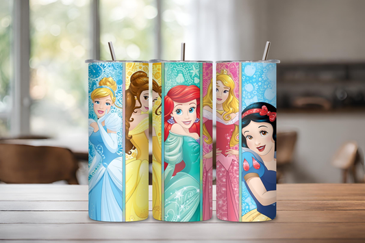 Princess Tumbler, 20 oz skinny tumbler, custom tumbler, drinkware