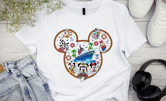 Mouse and Friends Cruise Cartoon T-shirt