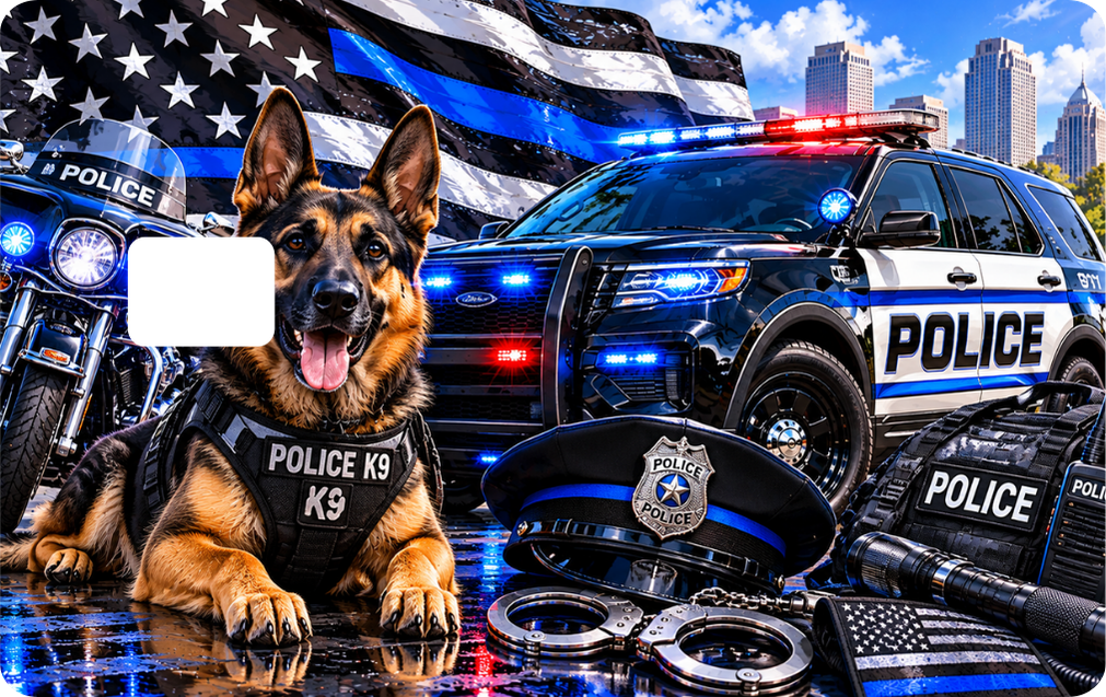 Police Debit Card Decal Sticker – Thin Blue Line Police Card Skin QTY 2 same design