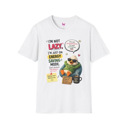 Funny Lazy Duck Energy Saving Mode T-Shirt – Trending Cartoon Meme Graphic Tee