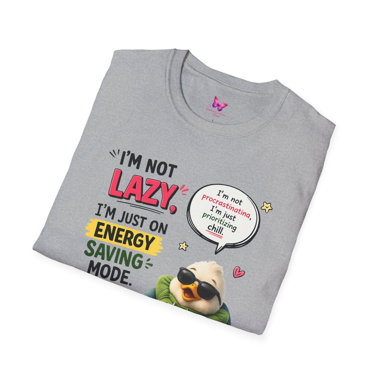 Funny Lazy Duck Energy Saving Mode T-Shirt – Trending Cartoon Meme Graphic Tee