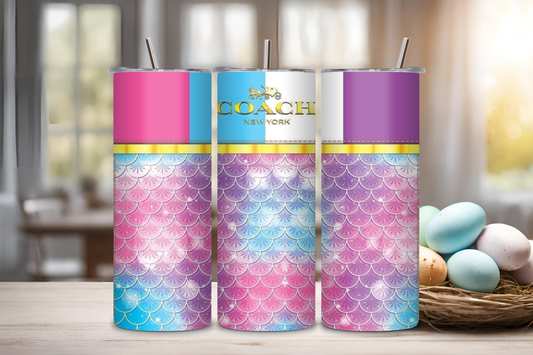 Mermaid Colorful Design Custom Tumbler, 20 oz skinny tumbler, Drinkware