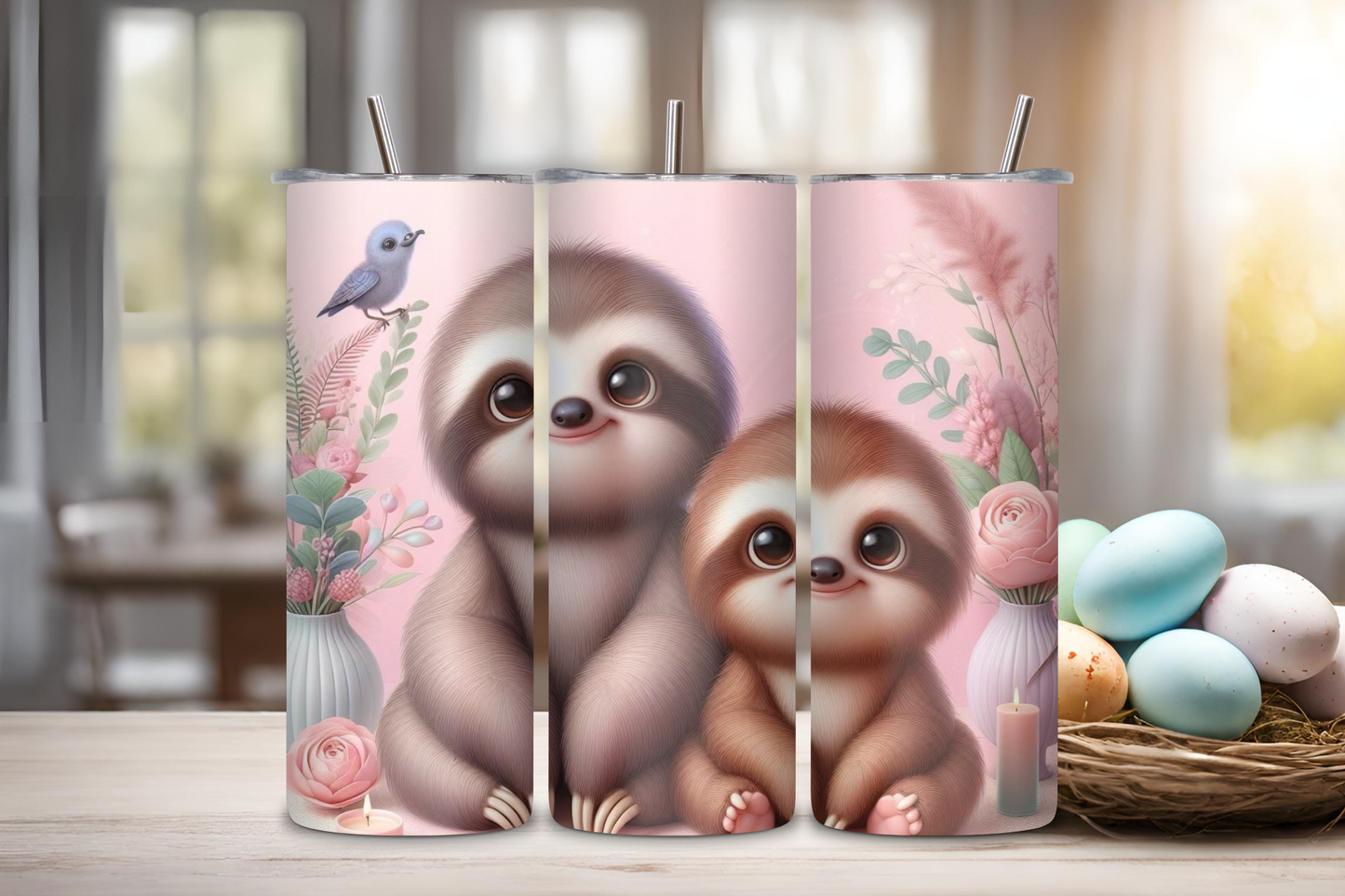 Sloths Custom Tumbler, 20 oz skinny tumbler, drinkware