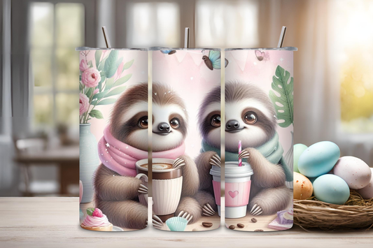 Sloth Tumbler, 20 oz skinny tumbler, custom tumbler, drinkware