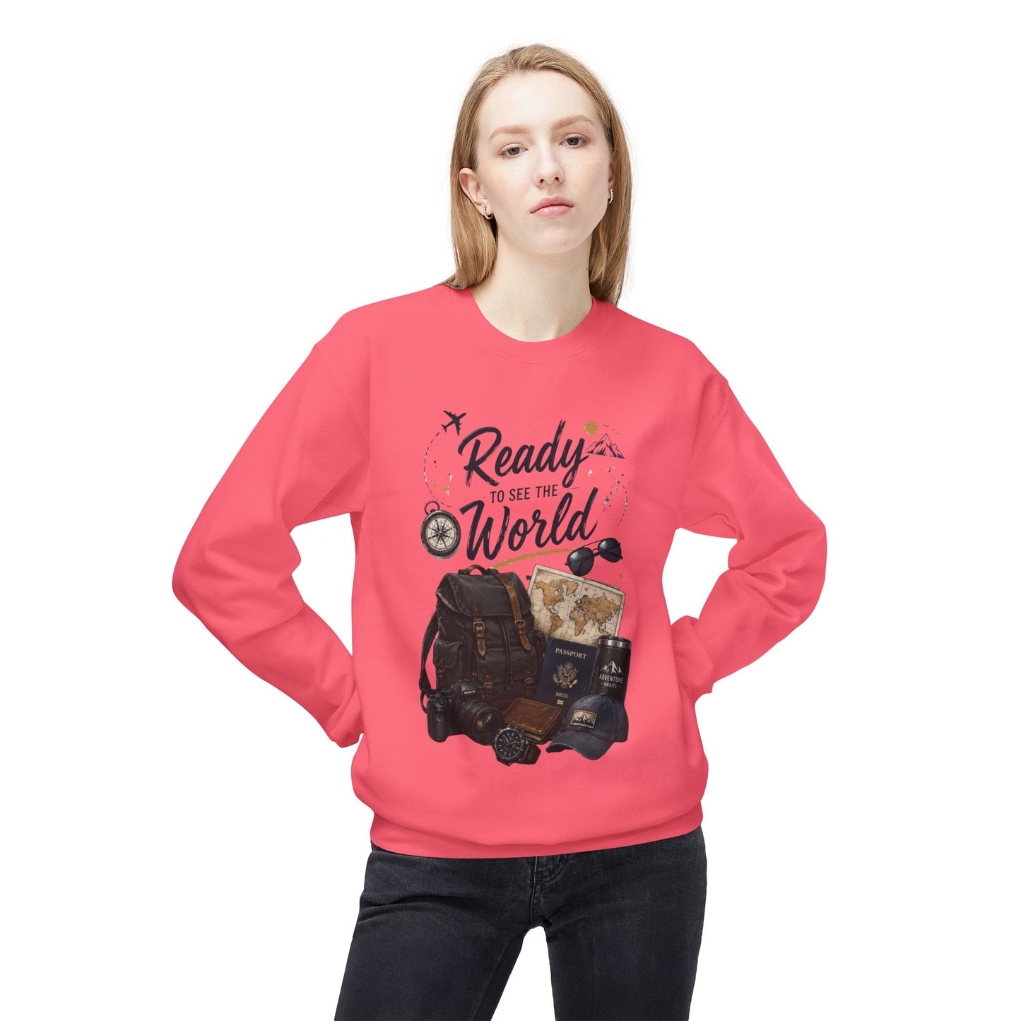 Ready to See the World Sweatshirt – Adventure Travel Graphic Sweatshirt