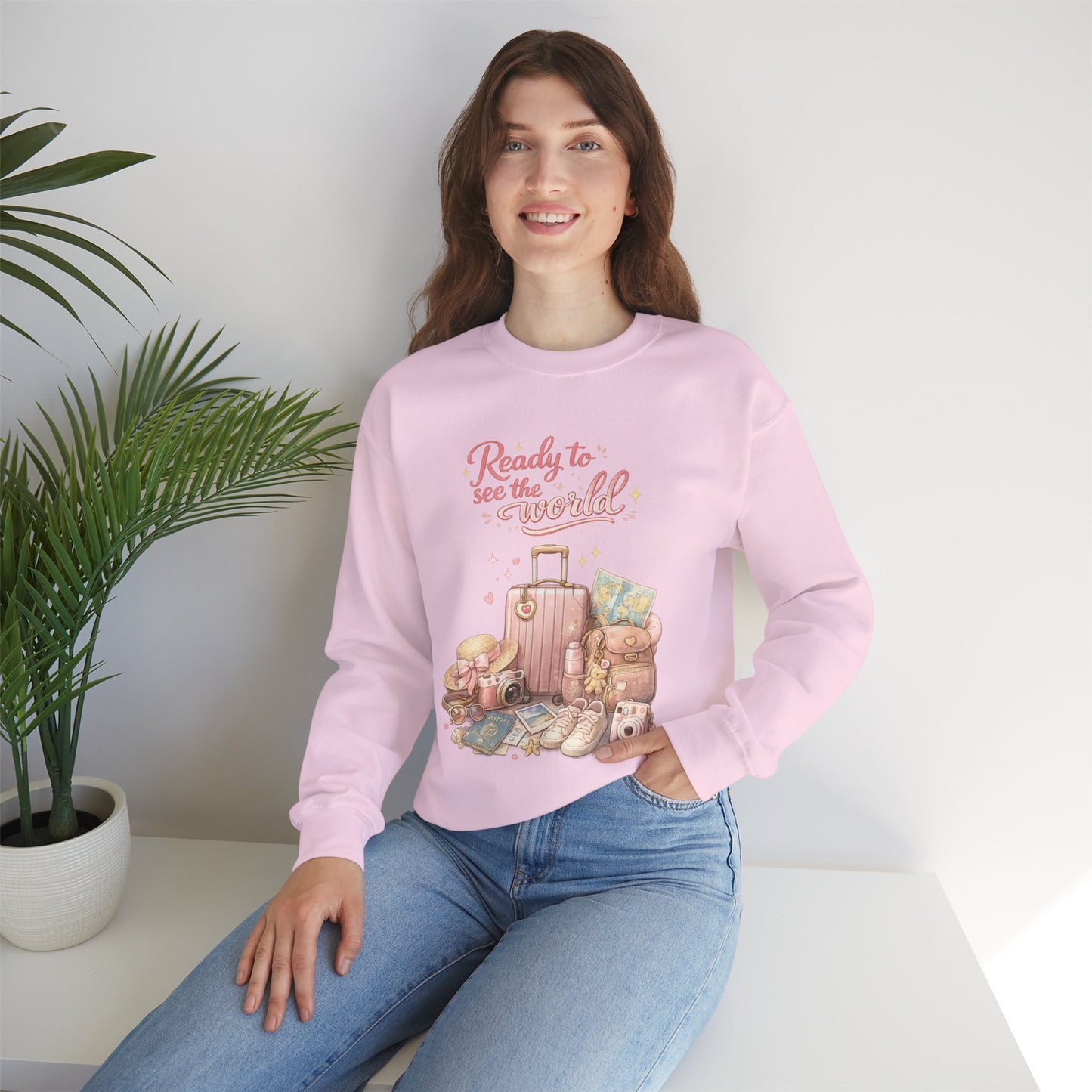 Ready to See the World Adventure Sweatshirt – Trendy Travel Graphic Pullover