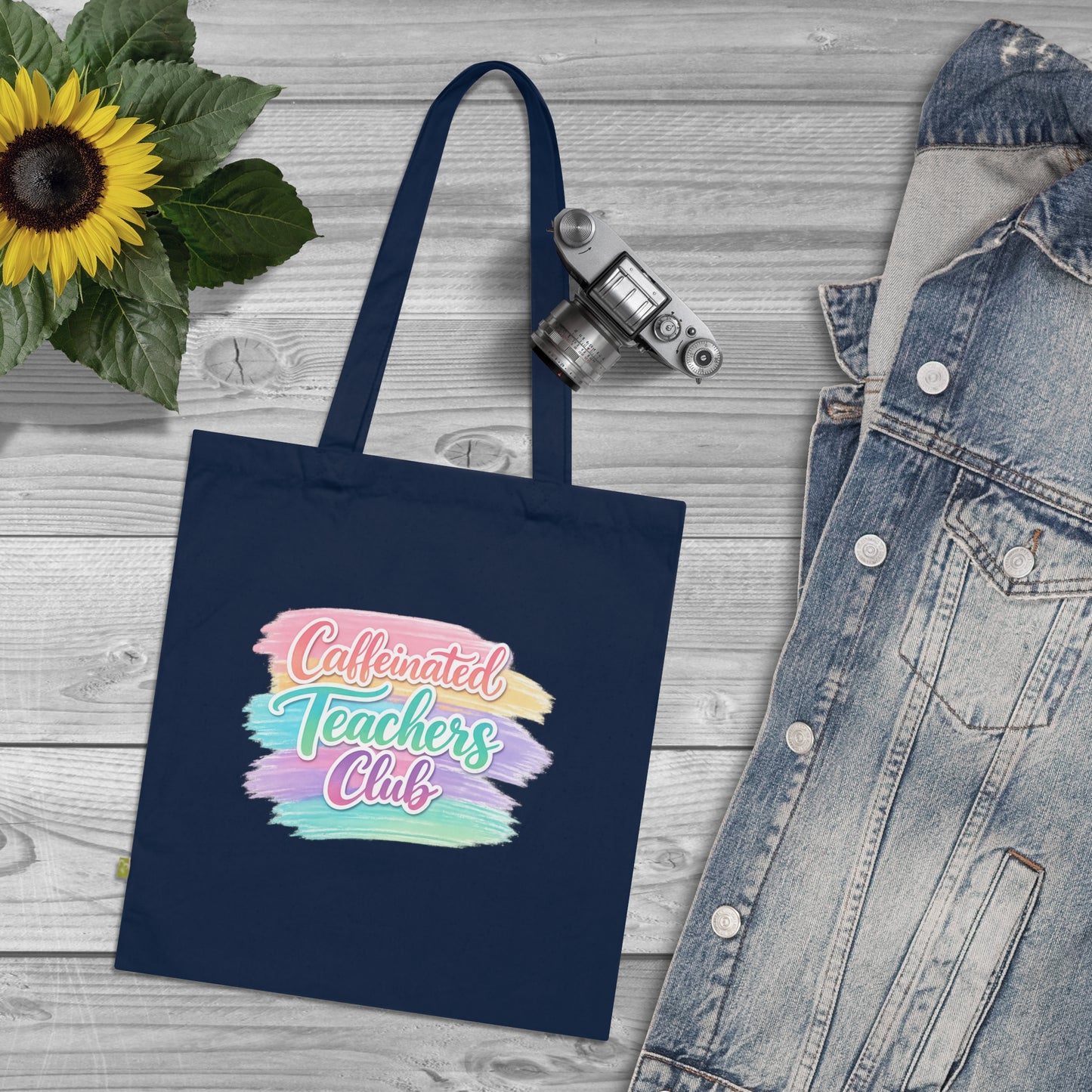Caffeinated Teachers Club Tote Bag — Organic Cotton Teacher Gift