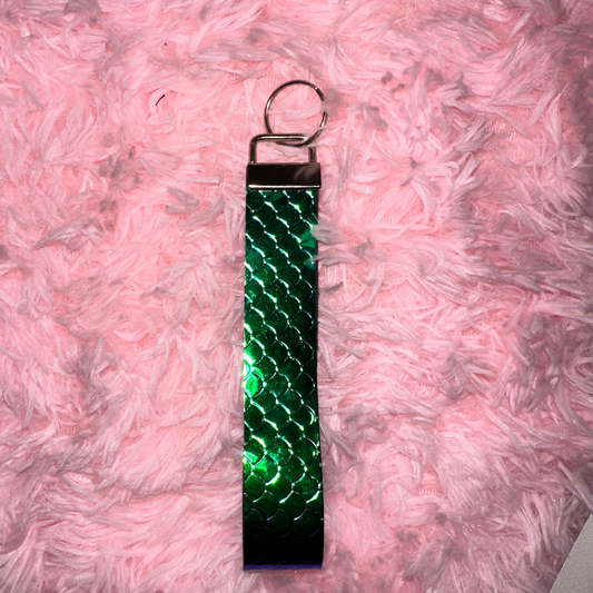 Handmade faux leather wristlet, key fob wristlet, colorful straps