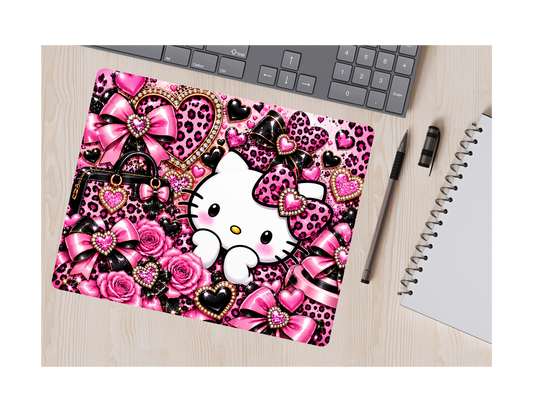 Pink Kitty Mouse Pad, Cute Cat Desk Decor Mousepad, Girly Office Decor Desk Gift