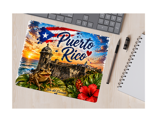 Puerto Rico Island Mousepad | Boricua Flag Mouse Pad | Patriotic Desk Accessory