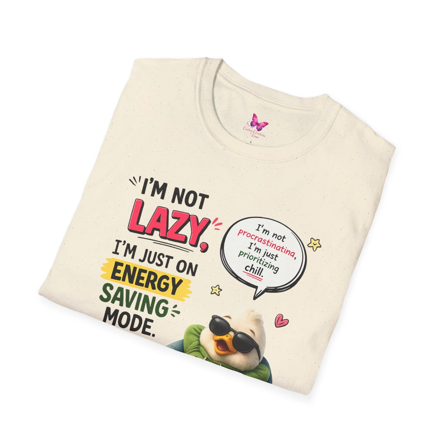 Funny Lazy Duck Energy Saving Mode T-Shirt – Trending Cartoon Meme Graphic Tee