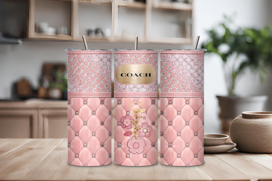 Pink Design Custom Tumbler, 20 oz skinny tumbler, drinkware, travel