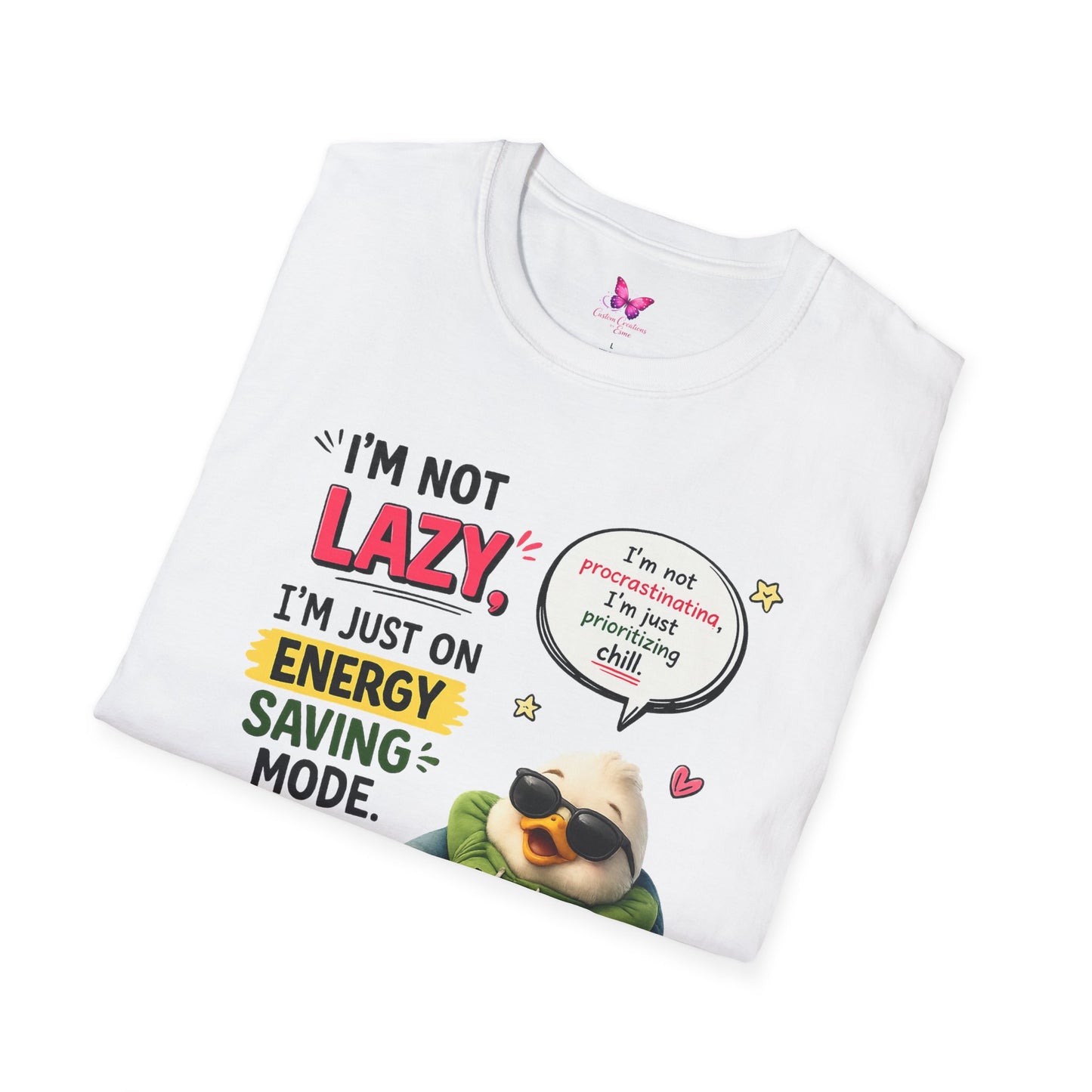 Funny Lazy Duck Energy Saving Mode T-Shirt – Trending Cartoon Meme Graphic Tee