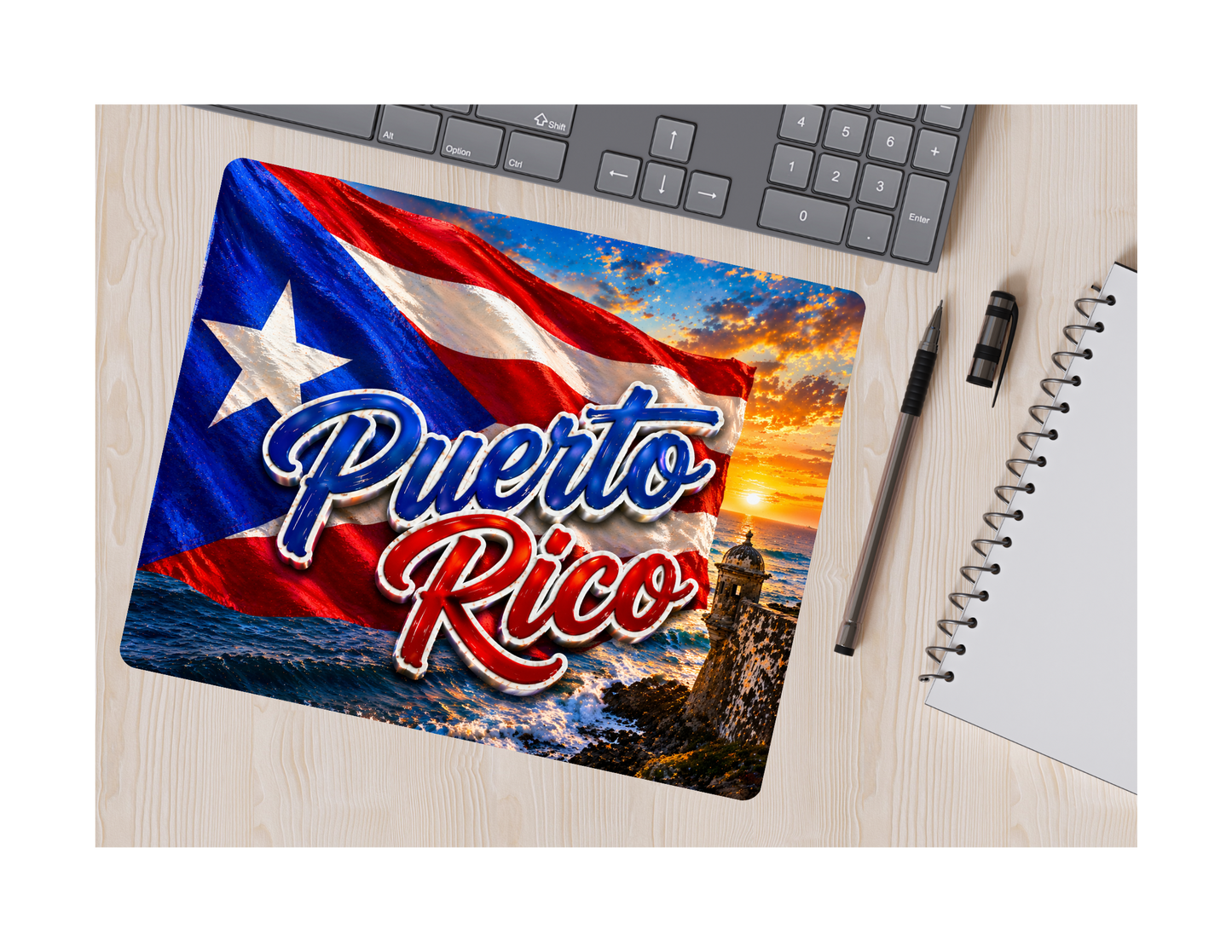 Puerto Rico Mousepad | Boricua Flag Mouse Pad | Patriotic Desk Accessory