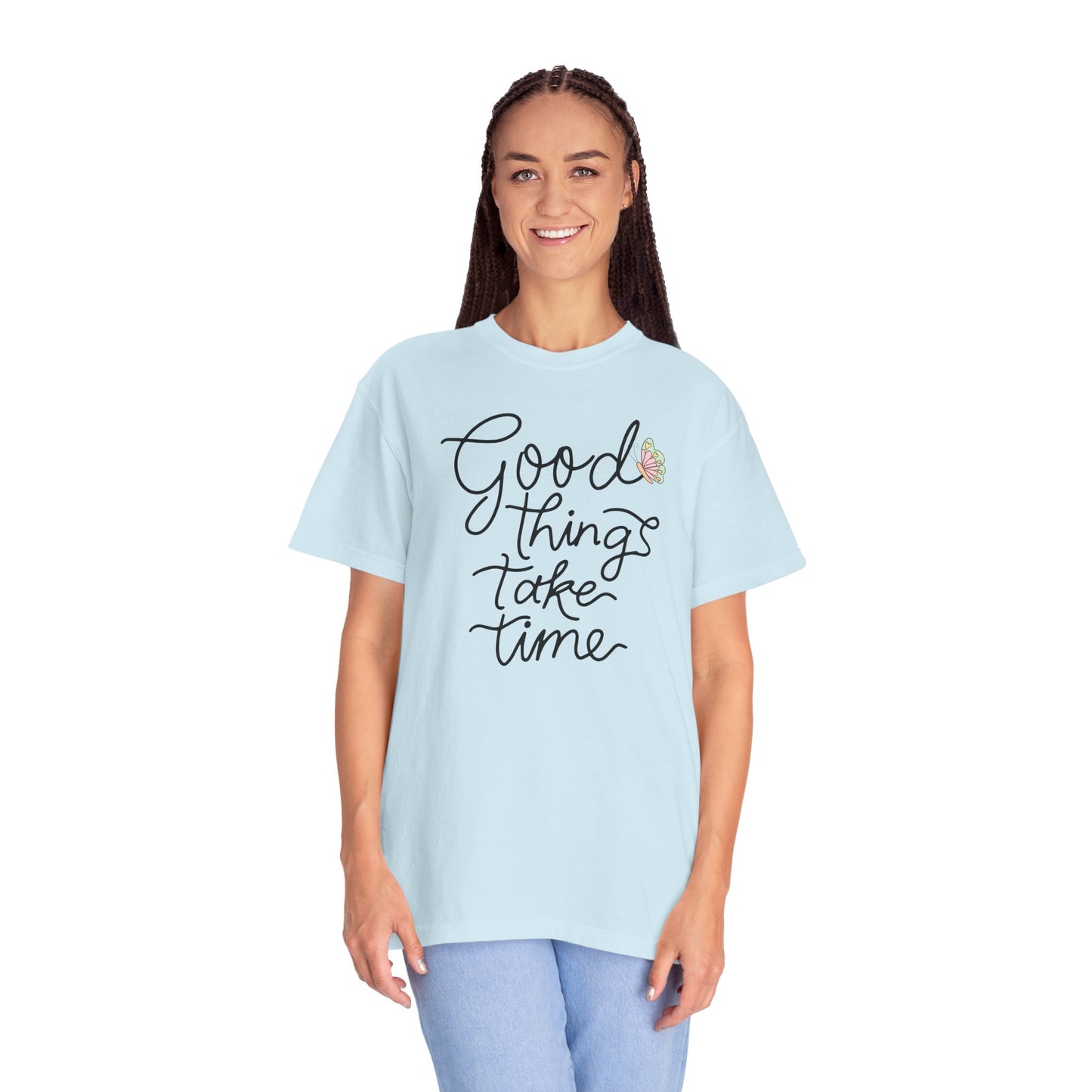 Good Things Take Time Butterfly T-shirt| Inspirational Quote| Pastel Butterfly Shirt Design