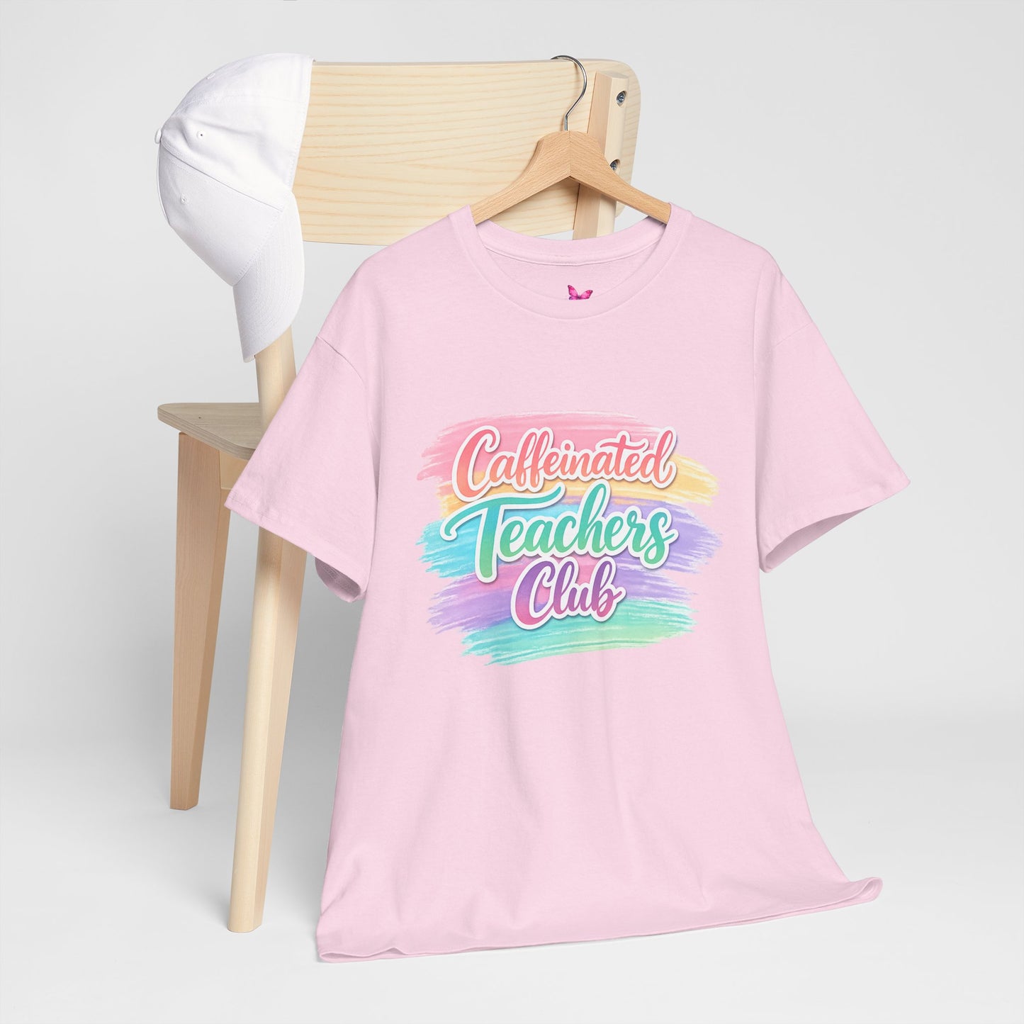Caffeinated Teachers Club T-Shirt — Colorful Brushstroke Teacher Tee
