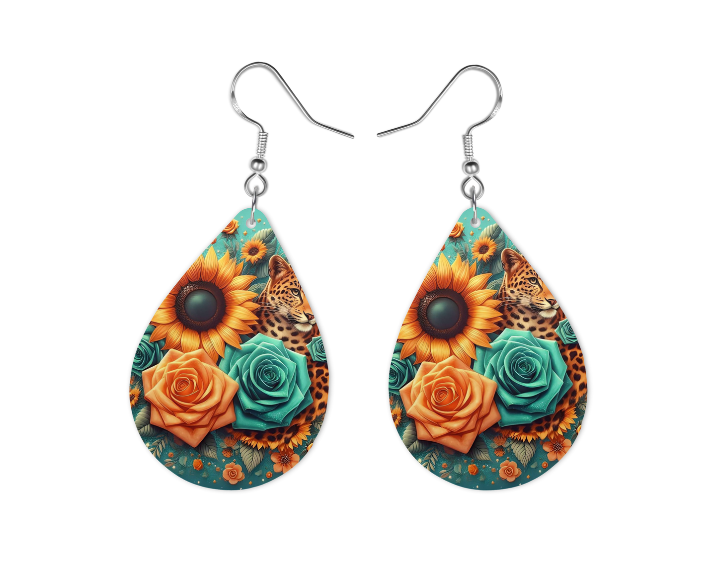Orange Floral Earrings, Fashion Design, Teardrop Earrings