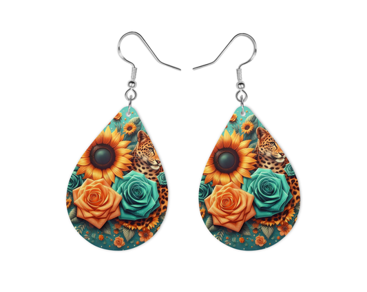 Orange Floral Earrings, Fashion Design, Teardrop Earrings