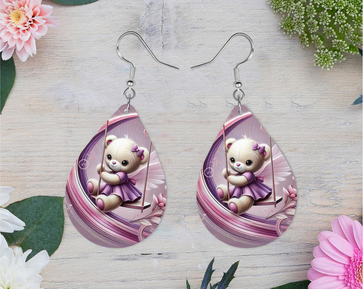 Cute Bear Teardrop Earrings