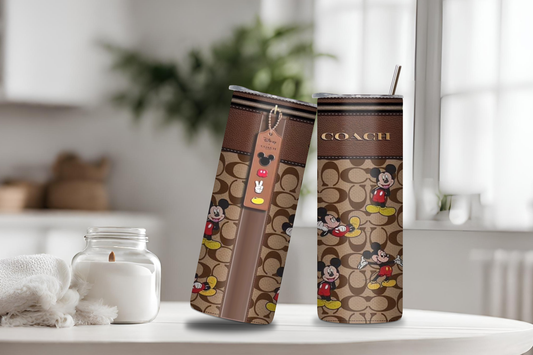 Luxury Mickey Brown Tumbler, 20 oz skinny tumbler, custom tumbler, drinkware