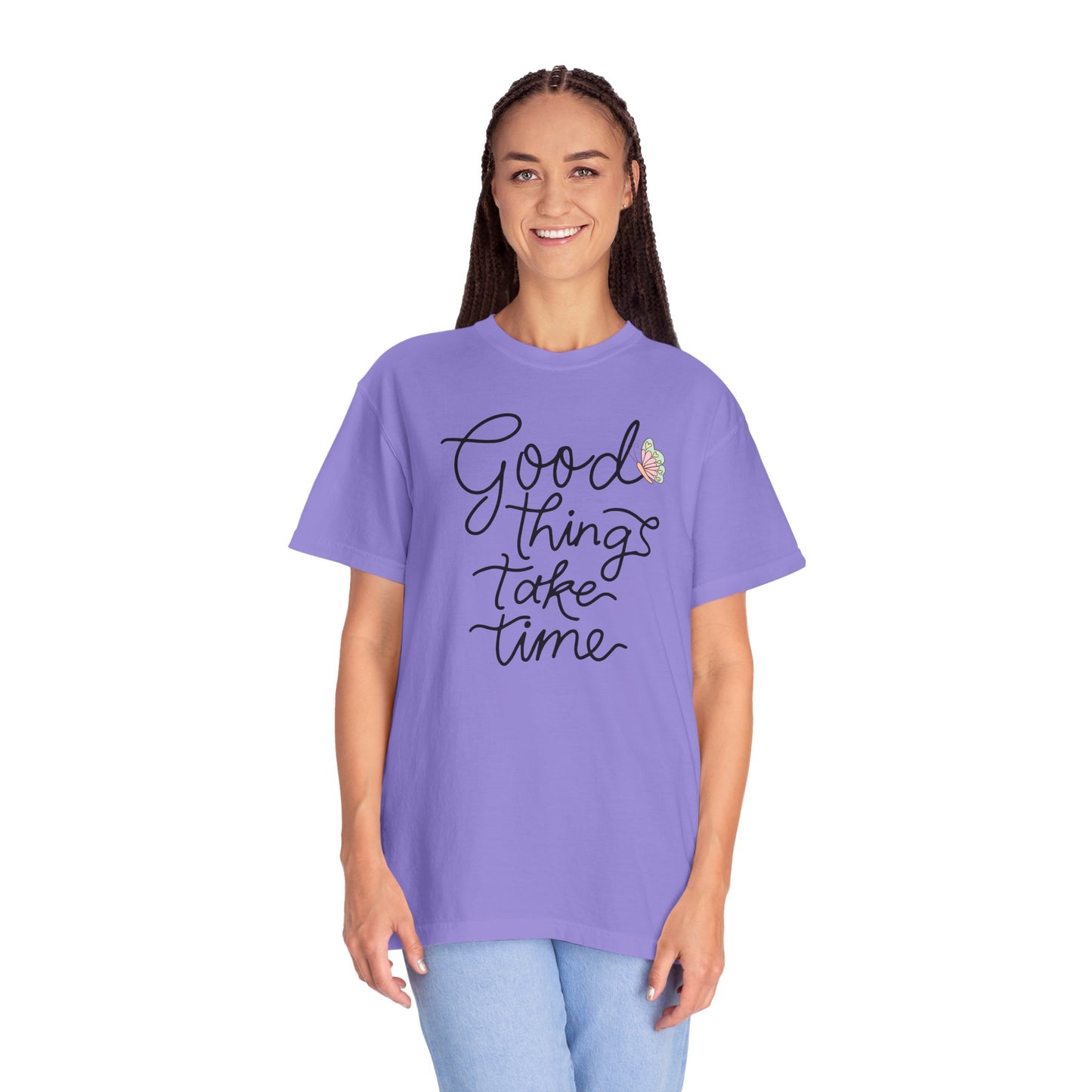 Good Things Take Time Butterfly T-shirt| Inspirational Quote| Pastel Butterfly Shirt Design