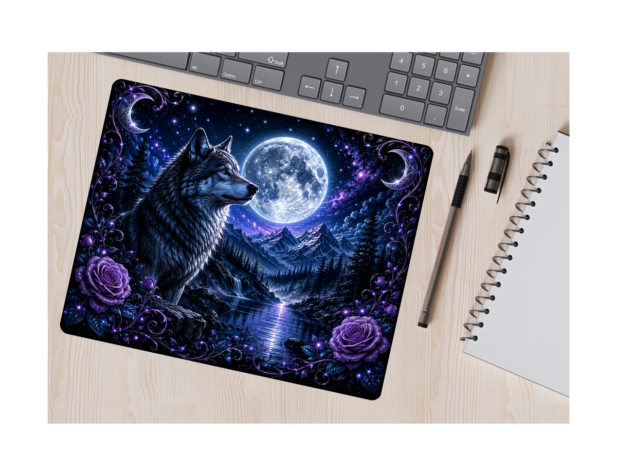 Wolf Moon Mousepad Design, Desk Accessory