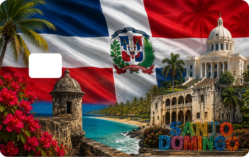 Republica Dominicana Debit Card Decal, QTY 2 Same Design