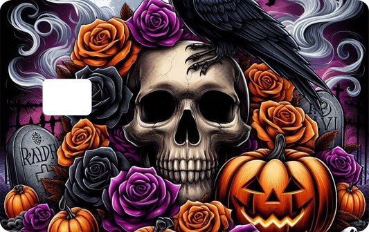 Skeleton Face Debit Card Sticker Design, QTY 2 same design