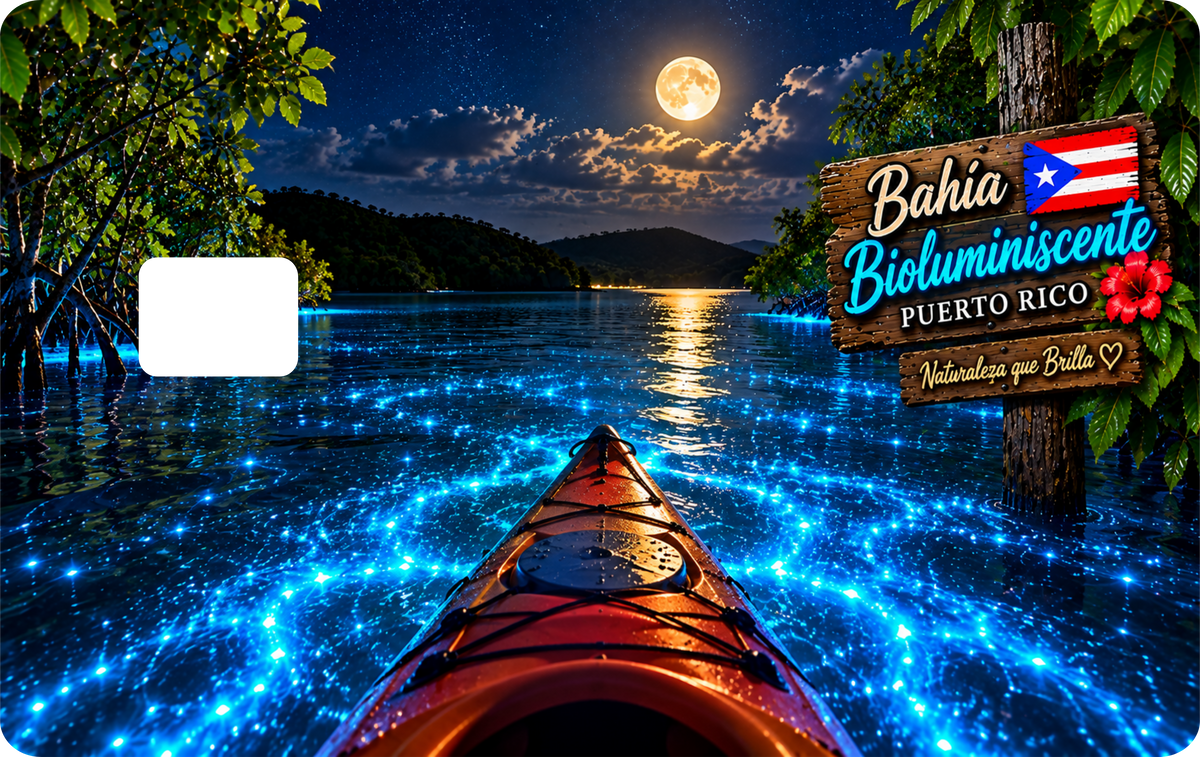Bahía Bioluminiscente Puerto Rico Debit Card Sticker Design, QTY 2 same design