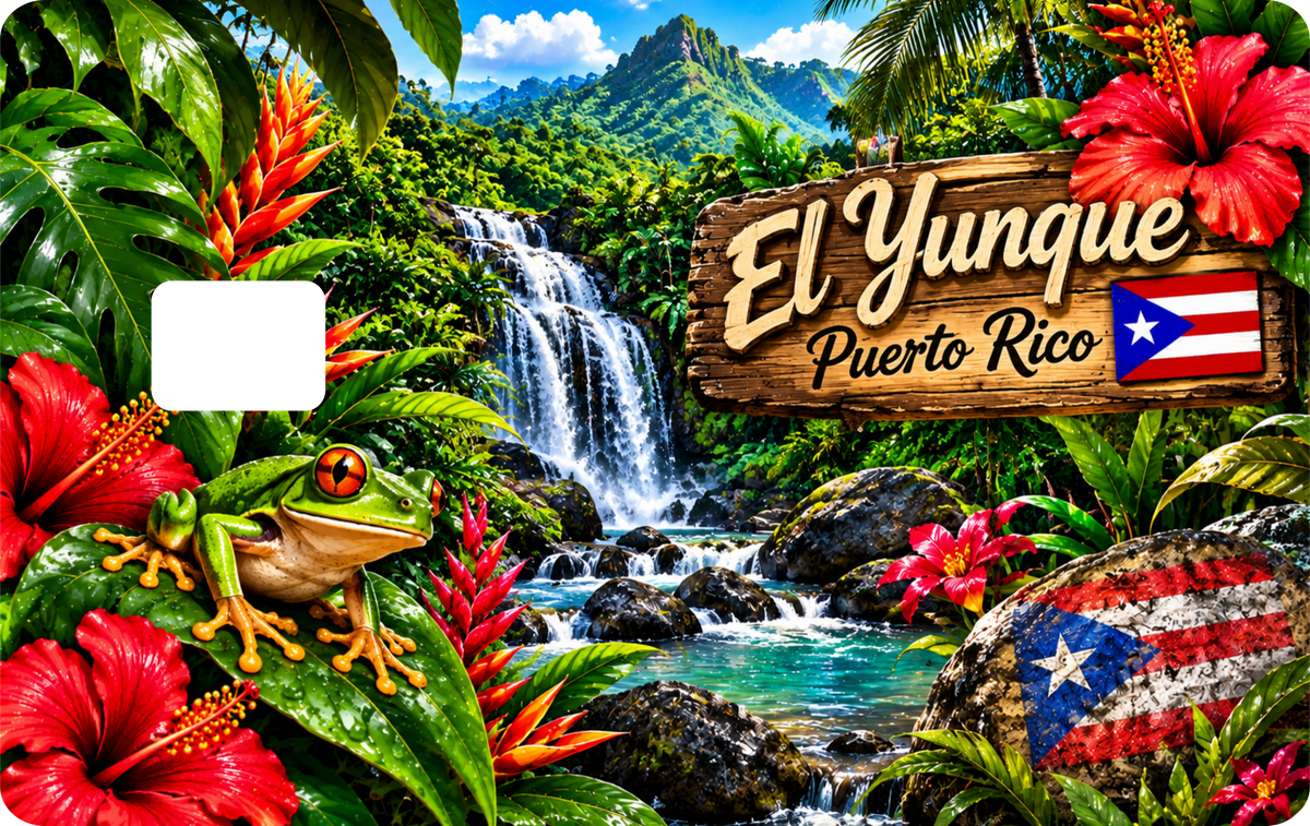 El Yunque Puerto Rico Debit Card Sticker Design, QTY 2 same design