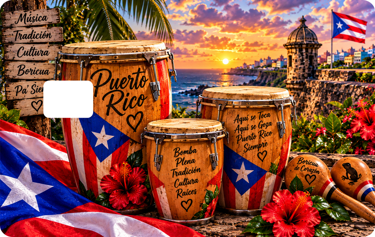 Puerto Rico Tambores Debit Card Sticker Design, QTY 2 same design