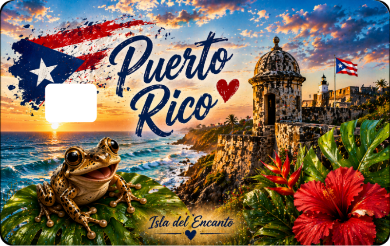 Puerto Rico Design Debit Card Decal Skins, QTY 2 Decals same design