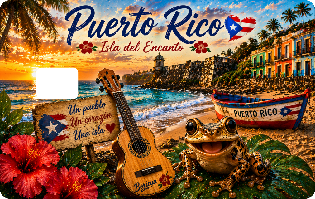 Puerto Rico Design Debit Card Decal Skins, QTY 2 Decals same design