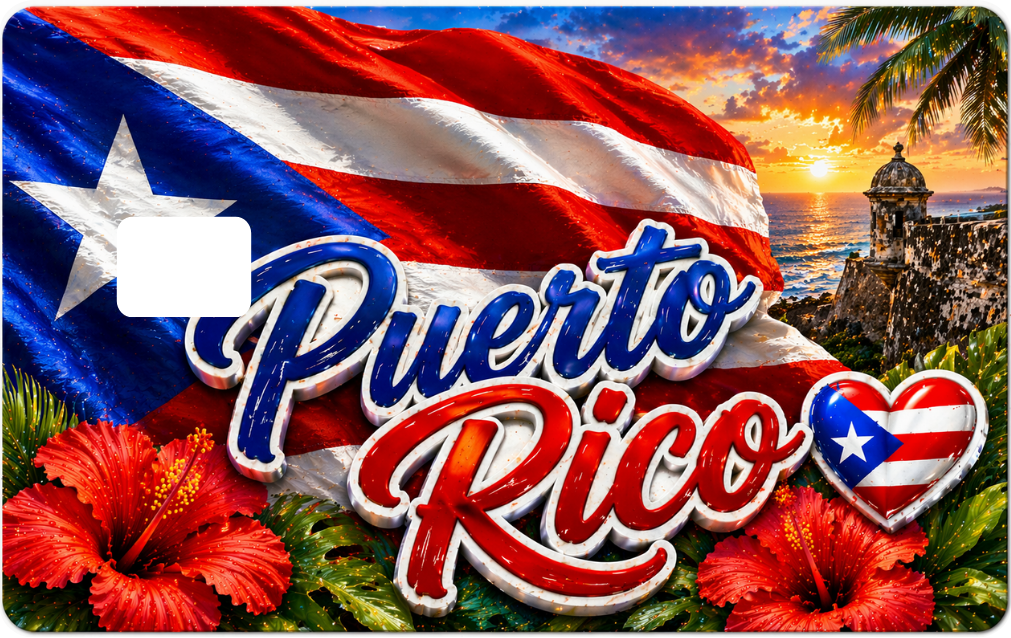 Puerto Rico Design Debit Card Decal Skins, QTY 2 Decals same design