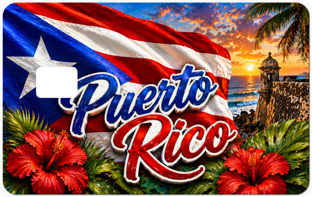 Puerto Rico Design Debit Card Decal Skins, QTY 2 Decals same design