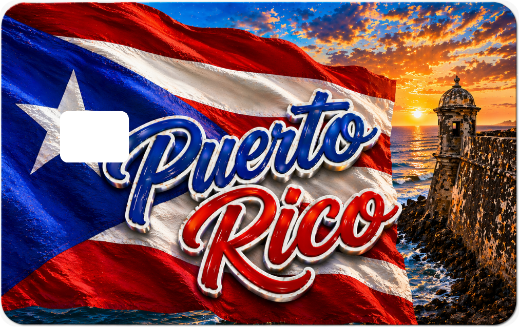 Puerto Rico Design Debit Card Decal Skins, QTY 2 Decals same design