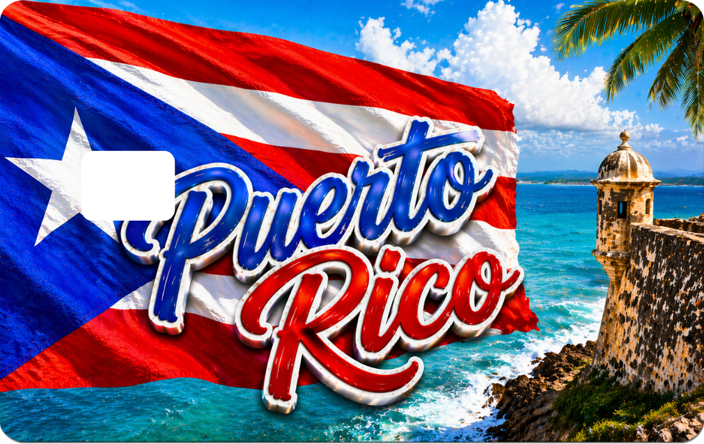 Puerto Rico Design Debit Card Decal Skins, QTY 2 Decals same design