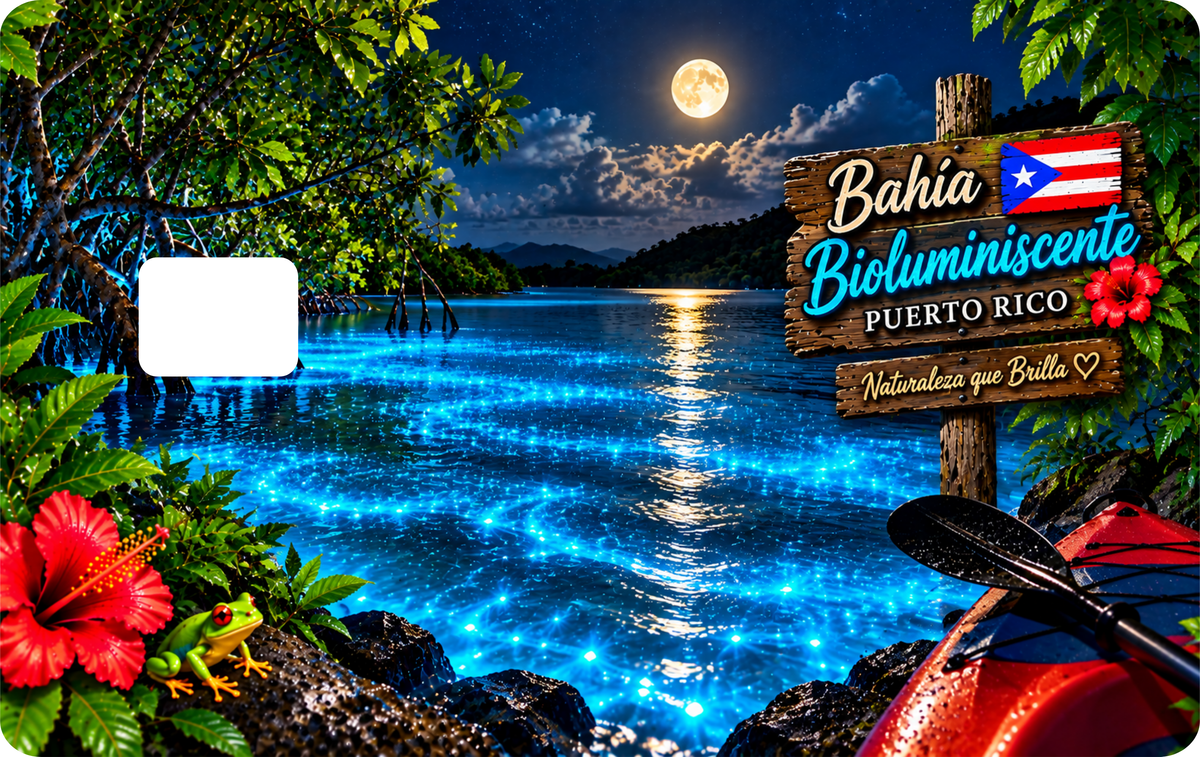 Bahía Bioluminiscente Puerto Rico Debit Card Sticker Design, QTY 2 same design