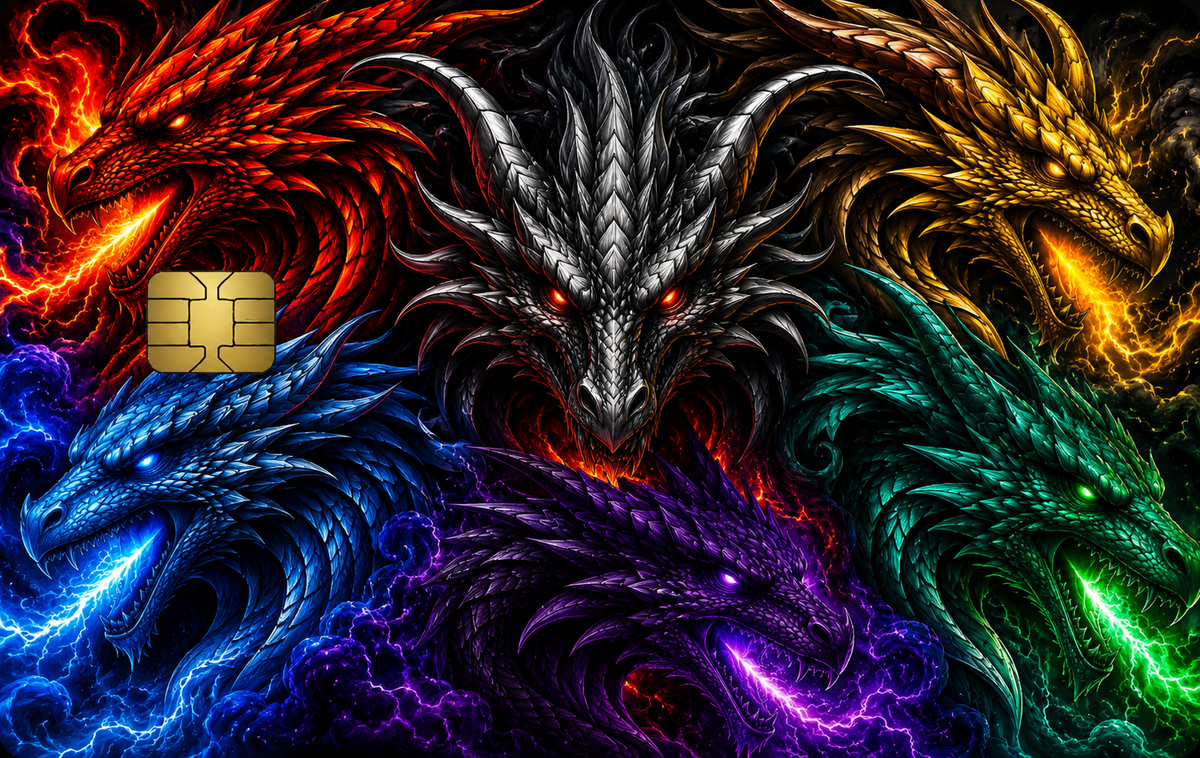 Dragon Debit Card Sticker Design, QTY 2 same design