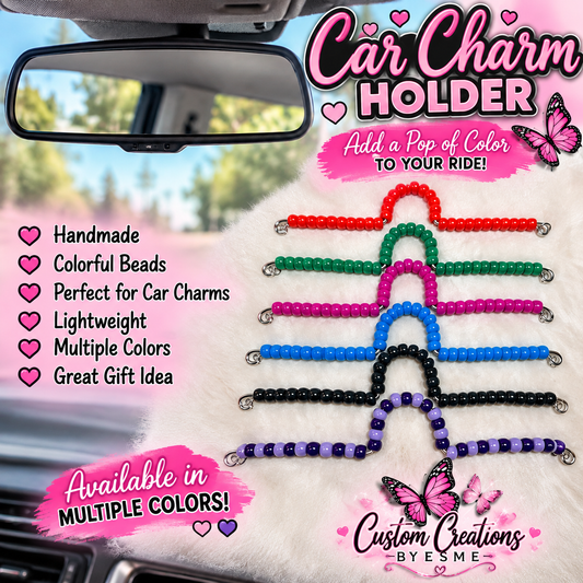 Car Charm Holder Beaded, Rearview Mirror Colorful Charm Hanger