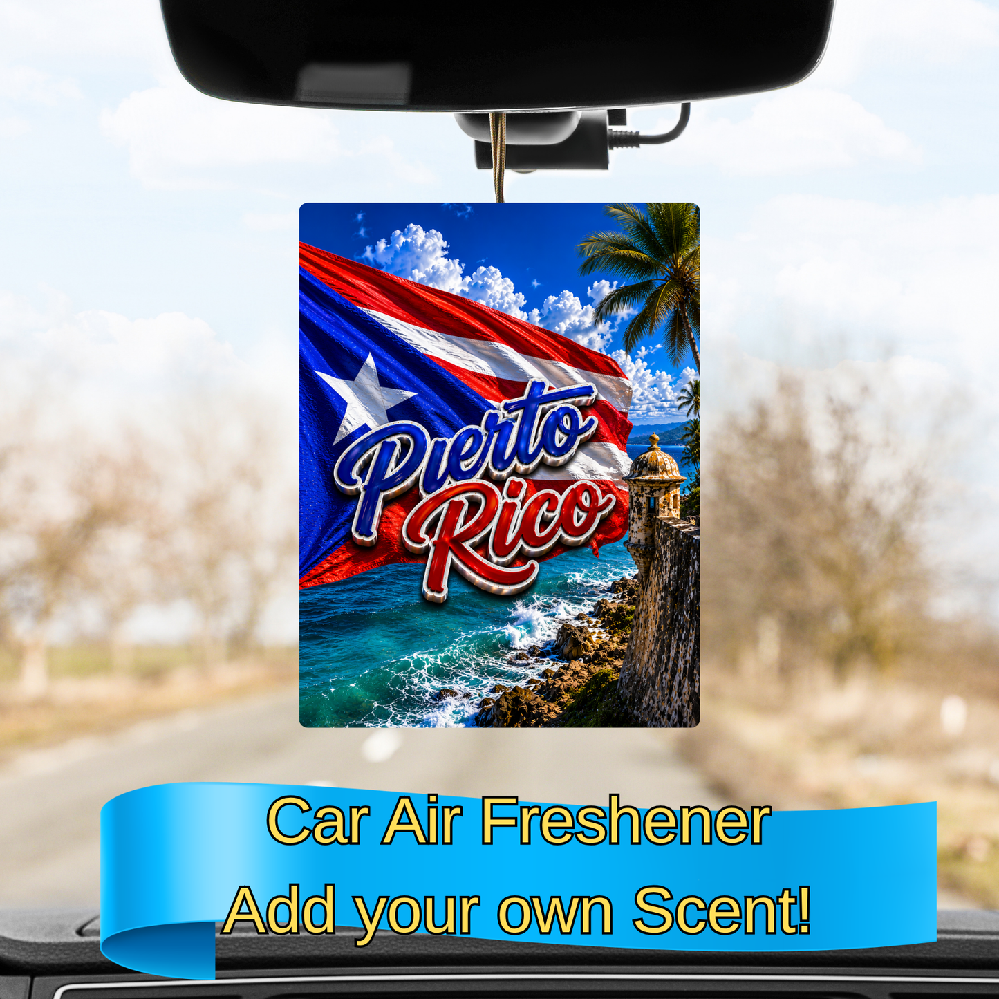 Puerto Rico Dragon Car Air Freshener | Custom Scent Hanging Car Decor