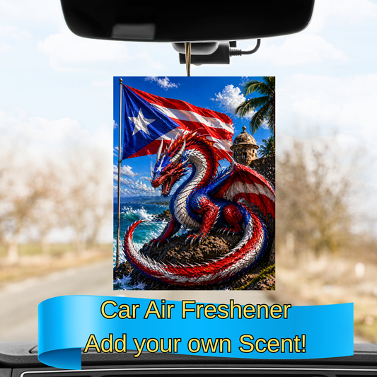 Puerto Rico Dragon Car Air Freshener | Custom Scent Hanging Car Decor