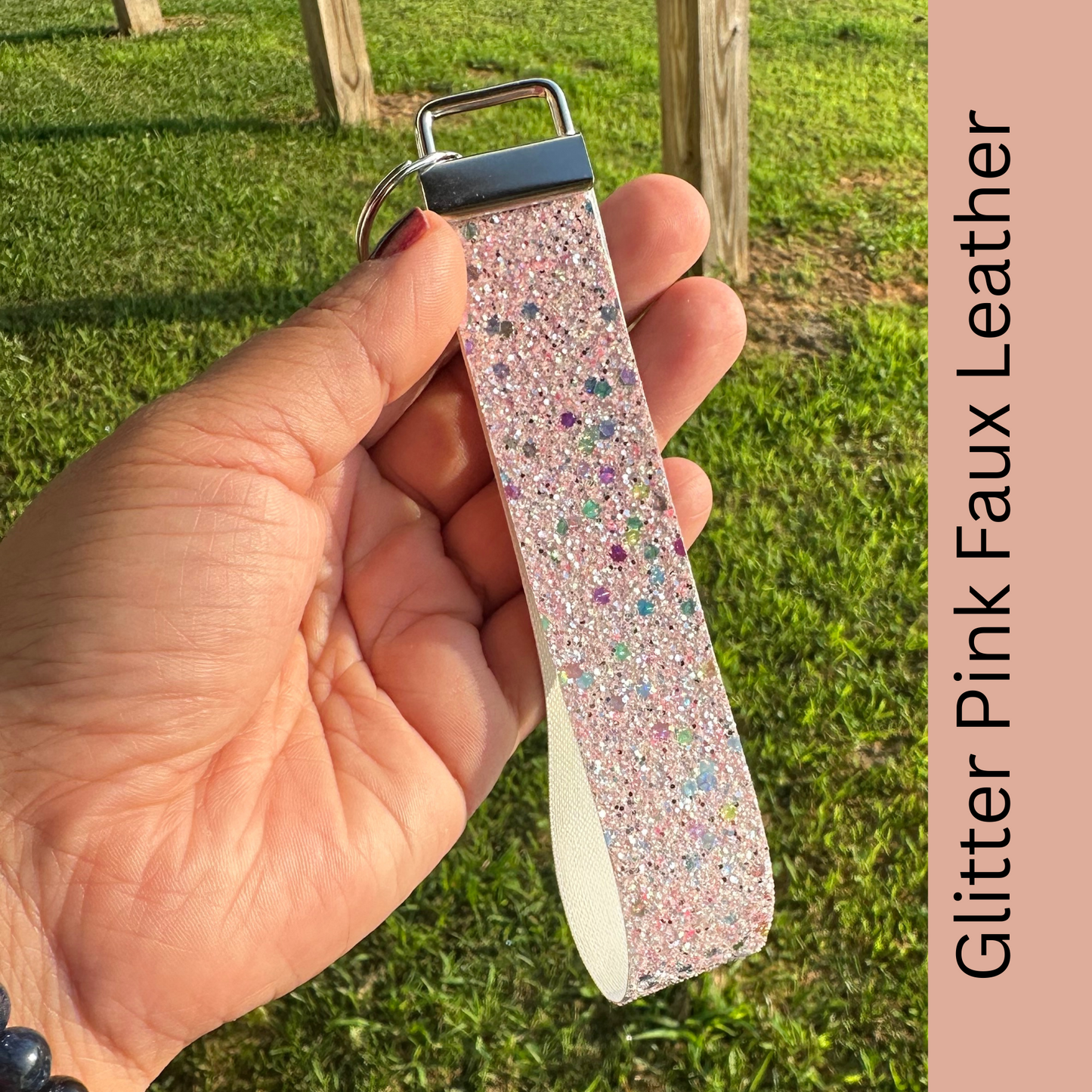 Handmade faux leather wristlet, key fob wristlet, colorful straps