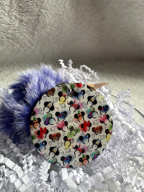 Cartoon Characters Halloween Pom Pom Keychain