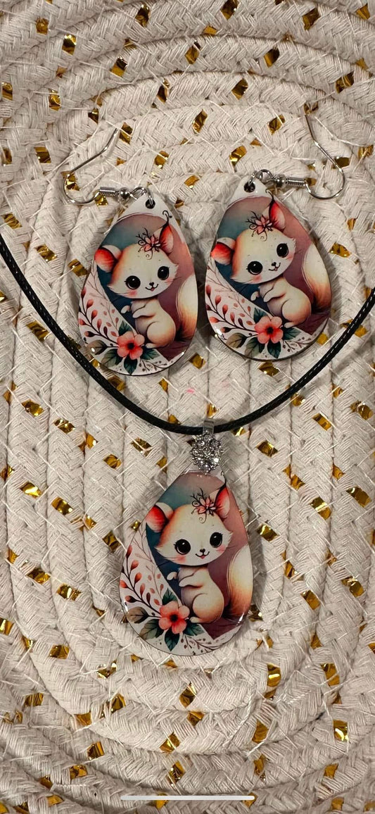 Fox Earring & Necklace set